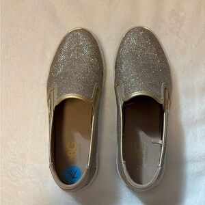 Glitter Slip-On Sneakers in Metallic gold